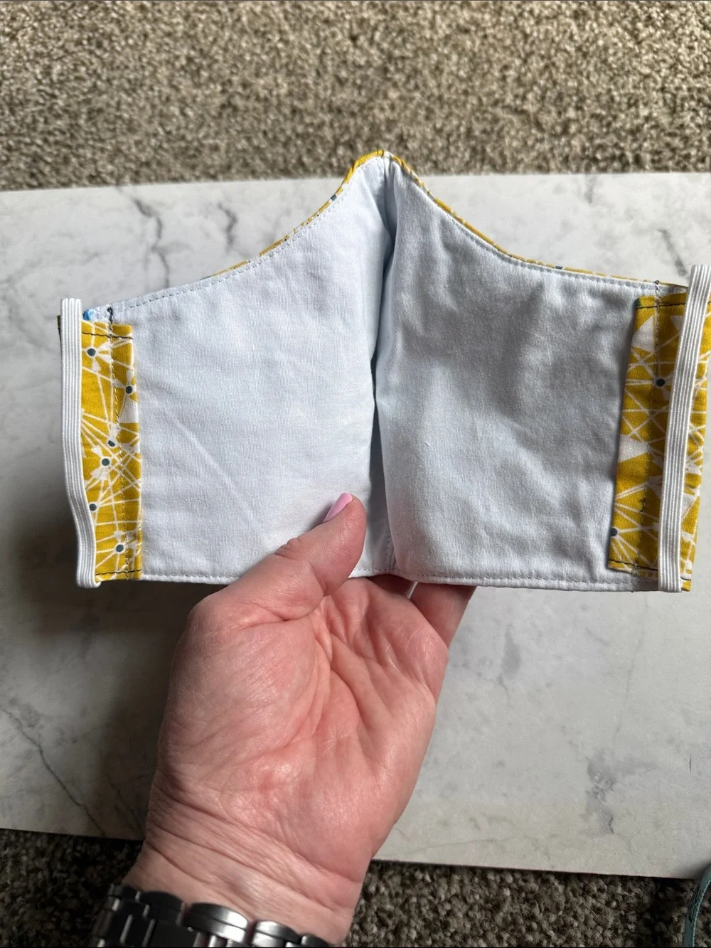 Women/teen Yellow Geometric Cotton Face Mask